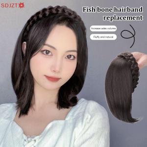 🚚【Local Express Delivery】🚚 Wig For Woman Short Hair Headband With Hair Wig Fish Bone With Wig Integrated Hair Patch Hair Accessories