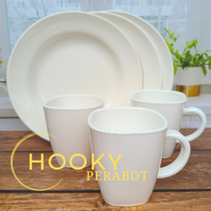 Promo hemat isi 6 pcs piring campur cangkir melamin super tebal taahan panas