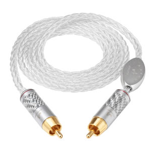 ATAUDIO Pure Silver HiFi RCA Coaxial Audio Cable 75Ohm Audio RCA Signal Wire for Amplifier Subwoofer Sound Card