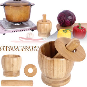 Valink Bamboo masher toolManual Garlic Press Pounder Multipurpose Ginger Crusher Reusable Handled Pestle Mortar medicinegarlicgingerseasoningspicegarlic press/masher (made of wood)
