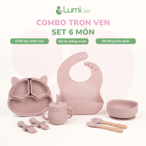 Combo ăn dặm Trọn Vẹn Lumicare - Set 6 món - Hồng