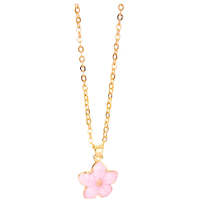 Cherry Flower Pendant Necklace Trendy Chain Necklaces Alloy Texture Suitable for Fashion Lover and Women Present