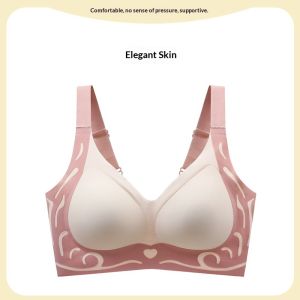 YZLong Contrast Color Anti-Gravity Lifting Soft Support Seamless Tube Top Underwear Breast Holding Big Chest Show Small and Thin Vest Bra