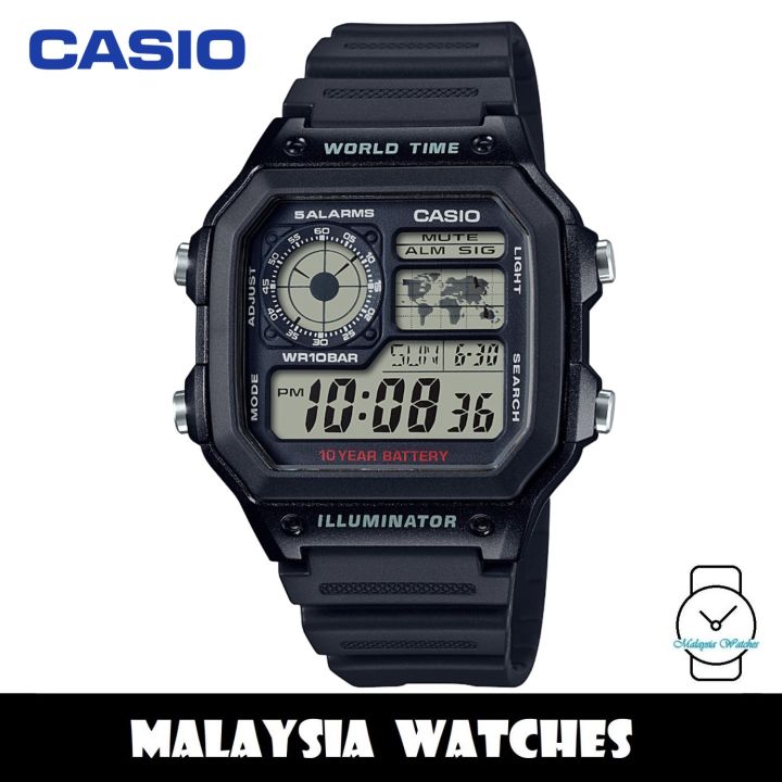 100 Original Casio AE 1200WH 1A Youth Digital 10 Year Battery Life Black Resin Men s Watch AE1200 AE1200WH AE1200WH 1A AE 1200WH 1AVDF Lazada