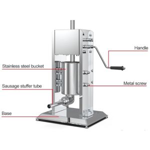 10L/15L/7L/3L Sausage Stuffer Machine with free stainless 4pcs Funnel and extra gasket (Manual stuffer)