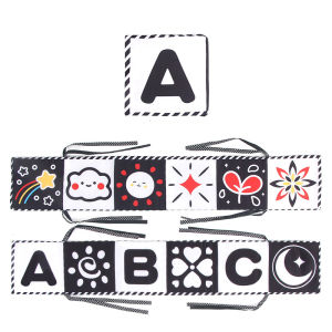 High Contrast Black and White Soft Cloth Book for Newborn Infant Tummy Time Activity Christmas