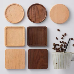 [Same Day Ship] Wooden Cups Placemat Walnut Wood Coaster Round Square Eco-friendly Household Decoration