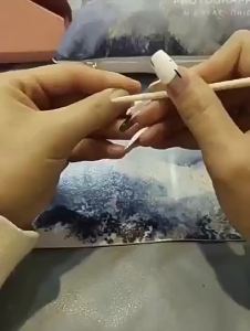 [HANDMADE]Artificial Nail Ice Cream Slightly Transparent Gray Purple CatS Eye Solid Color Short  Rainbow Phototpy Nails Reusable and Removable Nails