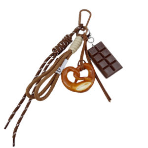 Minwen Braided Rope Bag Pendant Alkaline Water Bread Keychain Pendant Cute Bag Pendant Chocolate Pendant