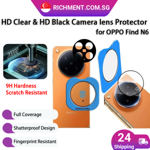 【✅SG Brand】RICHMENT Camera Lens Protector for OPPO Find N6 HD Clear / HD Black with Alignment Tool / Standard 9H Tempered Glass Full Coverage Anti Scratch Shatterproof Lens Film Easy Install