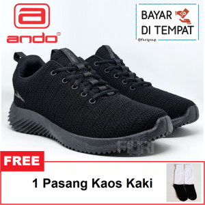 FIURI - ANDO - IRVINE - 35-43 - FULL HITAM - SEPATU SNEAKERS KANVAS SOL KARET ANAK LAKI-LAKI - SEPATU KETS PRIA - SEPATU OLAHRAGA LARI FITNES SENAM GYM KERJA SEKOLAH BERTALI COWOK