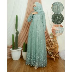 GAMIS NAJWA BUSUI / GAMIS BRUKAT TILE MUTIARA FULL BRUKAT TILE PESTA FASHION TERBARU