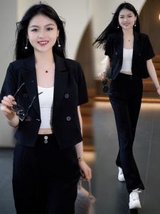 Bộ Vest Hai Món Áo Vest Lửng Quần Dài Ống Rộng Sang Trọng - GK House 43 - Set Bộ Vest Hai Món Tay Ngắn Xinh Xắn