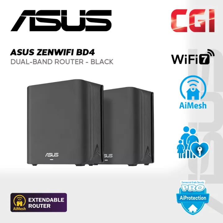 Asus ZenWiFi BD4 Dual-Band WiFi 7 3.6 Gbps 1.5 GHz Parental Control AiMesh Extendable Router