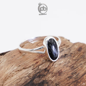 Cincin Wanita Perak Asli 925 Natural Black Star Diopside