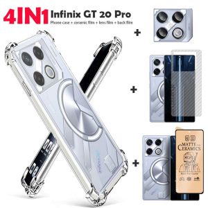 4IN1 For Infinix GT 20 Pro phone Case GT 20 pro Anti-Spy Privacy Tempered Glass Ceramic Soft Film+Lens Film+Back Film +ransparent Phone Cases