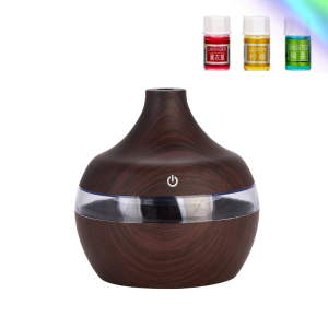 300ml mute wood grain diffuser humidifier with essential oil aromatherapy LED for inside car home