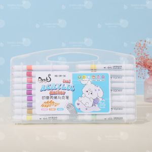 ปากกามาร์กเกอร์อะคริลิค 2 หัว ปากกาวาด + ตราประทับ สีสด ปกปิดแน่น ไม่ซึม กันน้ำ กันแดด วาดและประทับในด้ามเดียว