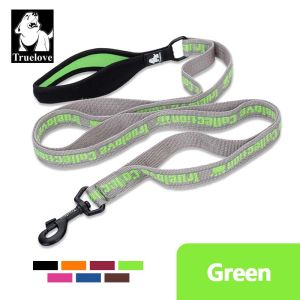 (Green) TRUELOVE Soft Padded Handle Dog Leash Heavy Duty Dog Lead 4.6ft Long with Extra 5 Traffic Handles and Reflective Threads Nylon for Safety Control Training for Small Medium Large Dog