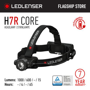 Ledlenser H7R Core - 1000 Lumens Powerful Rechargeable Headlamp - EDC Dimmable rotate control Light Brightness - Waterproof with IP67 protection - Bright LED Light - Core Series Headlamp