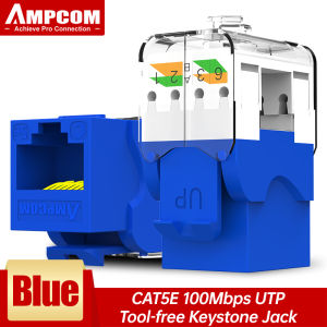 AMPCOM CAT6 Keystone Jack RJ45 UTP Keystone Module Adapter No Punch-Down Tool Required Couplers