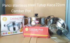 Panci masak stainless steel Tutup Kaca 20cm - 22cm / MORICO / stainless steel
