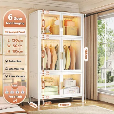 SIV Metal Wardrobe Steel Cabinet For Clothes Storage With Hanger (4-6 Doors)