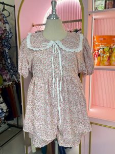 C18 ชุดเซตกางเกงดอกเดซี่-ขาสั้น ผ้าไหมอิตตาลี่สาวอวบ