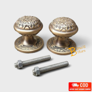 Knob Pintu Kuningan Motif Ukir Antik 2 pcs Gagang Pintu Kenob Pintu Tarikan Pintu Kuningan