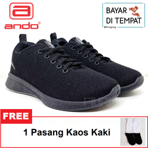 FIURI - ANDO - SIP 31 33-43 FULL HITAM - Sepatu Kets Wanita - Sepatu Sneakers Wanita - Sepatu Olahraga Sport Wanita - Sepatu Casual - Sepatu Jogging Lari Fitness Gym Senam Wanita - Sepatu Anak Perempuan Cewek -Sepatu Sekolah Bertali SD SMP SMA
