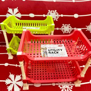 721 2 Layer Plastic Dish Drainer Rack Kitchen Plate Organizer Red Blue Green