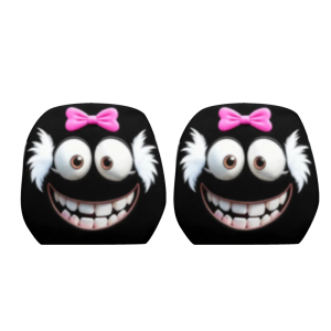 ที่ปิดที่พิงศีรษะยานพาหนะรูปตัวการ์ตูนตลกโบว์เล็มตกแต่งผ้าแข็งอุปกรณ์เสริมรถยนต์เพื่อนในครอบครัว