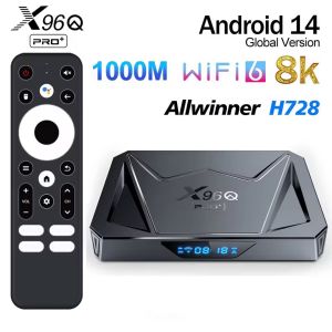 กล่องสมาร์ททีวี X96Q PRO PLUS(RAM4GB ROM32GB) Android 14 กล่องทีวี Allwinner H728 Octa Core 1000M Wifi 6 รองรับ 8K HD Media Player ชุดกล่องด้านบน