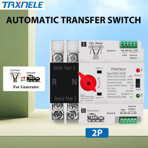2P ATS 125A 100A 63A AC 230V Single Phase Din Rail PV Inverter Dual Power Automatic Transfer Electrical Selector Switches Uninterrupted