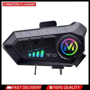 BT 5.3 Multitasking Audio Motorcycle Intercom Smart Noise Reduction Motorcycle Intercom HiFi Level Sound Quality for Ski/Dirtbike/Snowmobile