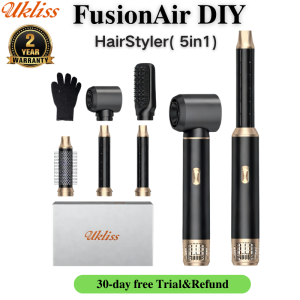 Ukliss FusionAir DIY 5-in-1 Ceramic Ionic Hair Dryer Brush Fast Hair Styling Tool for Home & Dorm Ideal Gift