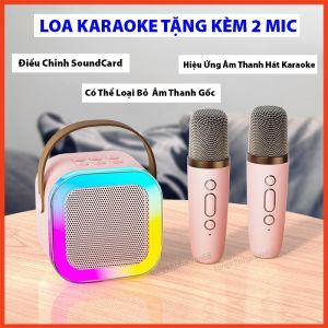 Loa Karaoke mini kèm 2 micro Loa bluetooth K12 Không Dây Thiết Kế Nhỏ Gọn Hát Cực Hay