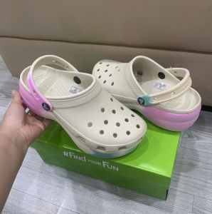 DÉP SỤC NHỰA ĐI MƯA CROSS BAND OMBRE PLATFORM GÓT HỒNG CHO NỮ tăng kèm stic