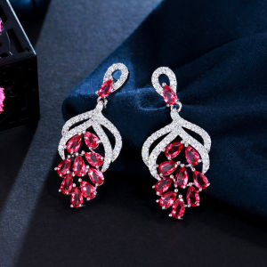 SEQUITO Hot Sale Fashion Women Ear Jewlery White Gold Color Full Pave Setting Sparkly AAAAA Cubic Zirconia Delicate Grape Shape Drop Dangle Earrings SE856