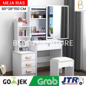 BEST ASTER 80 Meja Rias Kaca Sliding Meja rias Putih Minimalis