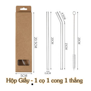 Set Ống Hút Thủy Tinh kèm Cọ Vệ Sinh Set 2 Set 3 Set 4 Size 8mm Dài 200mm Tái Sử Dụng - Vy An Group