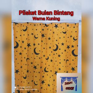 hordeng/korden/gorden plisket motif bulan bintang/gorden pintu/gorden jendela/gorden jendela aesthetic/gorden jendela murah