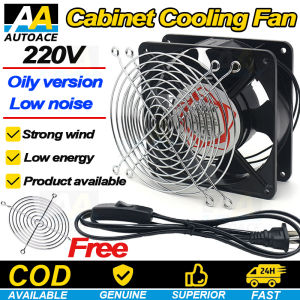 220 Volt Metal 120x120mm Blower Cooling Fan with Grill Plug Iron Mesh Original/Heat Resistant/Rust Resistant Axial Cooling Fan AC Motor Industrial Ventilation Blower/Computer/Incubator