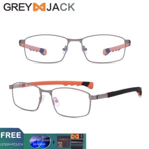 Grey Jack Frame Kacamata sport Tangkai Adjustable Bahan Alloy+SilicaGel Bisa minus model kotak Pengait Magnet Unik Ringan Fashion pria 3218