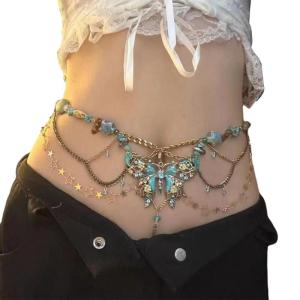 Multilayer Butterfly Waist Belt Belly Chain for Dress Chain Belt for Women Waist Chain Belt Belly Dance Accessories