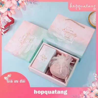 Hộp Tự Gấp Hộp Quà Sinh Nhật Màu Hồng Xanh Cao Cấp