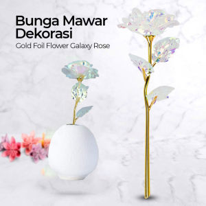 ACEVIVI Bunga Mawar Dekorasi Gold Foil Flower Galaxy Rose Pink
