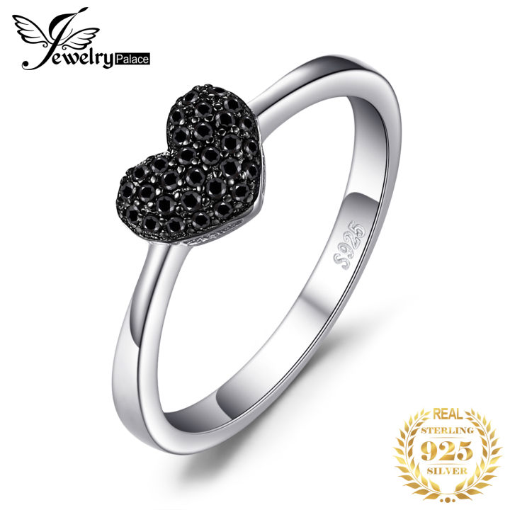 JewelryPalace Heart Love Ring 925 Sterling Silver Ring Girl Cute Natural  Black Spinel Promise Ring Gemstones Jewelry for Women Lazada PH