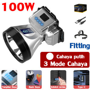 【Tidak bisa bersinar tidak butuh uang】30 hari tanpa pengisian daya 100Watt senter kepala led cas tahan Senter Berkemah Headlamp Outdoor Senter Super Terang Kepala Senter Kepala Super Terang Led SENTER KEPALA darurat stong light Headlamp berkemah
