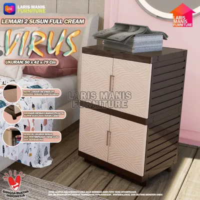LEMARI PAKAIAN KINGDOM VIRUS LEMARI PINTU 5 SUSUN KABINET LEMARI PLASTIK MINIMALIS - FULL CREAM